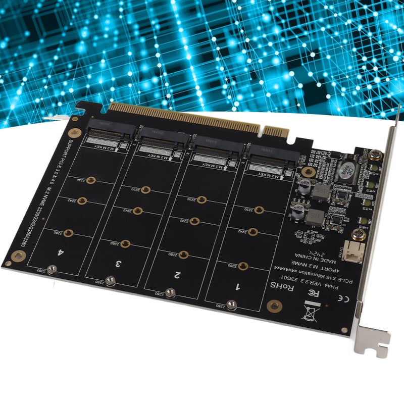 Adapter Card 4 Port M.2 NVMe SSD to PCIE X16 M Key Hard Drive Converter Reader Expansion CardPH44 - Image 1