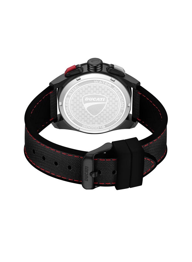 Ducati DT012 Black Dial Black Silicone-Nylon Strap Chronograph Watch for Men - 42mm - Image 3