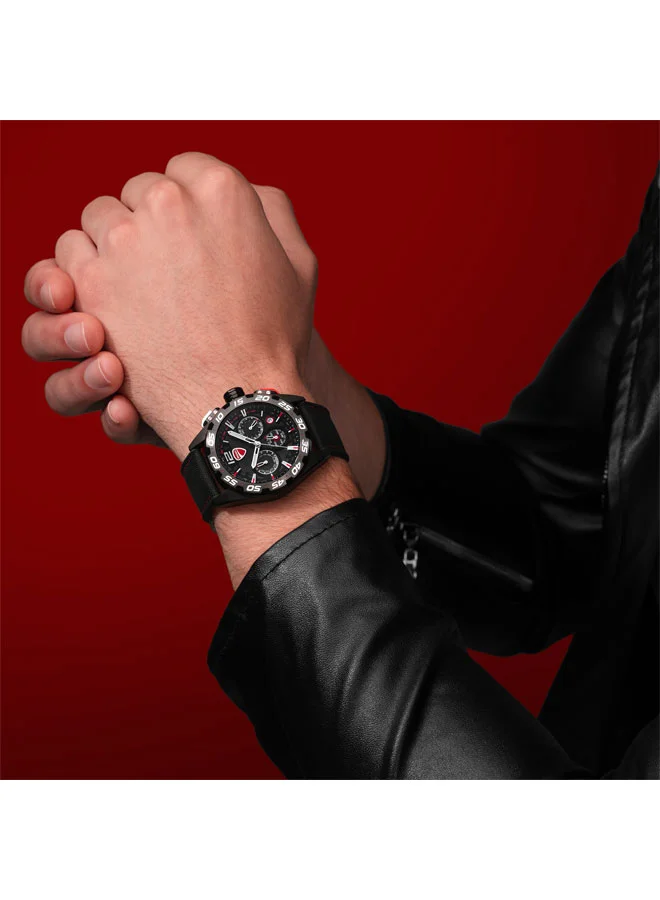 Ducati Black DT012 Black Dial Black Silicone-Nylon Strap Chronograph Watch for Men - 42mm for Men | Best Price UAE