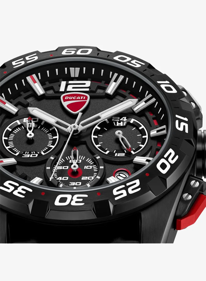 Ducati Black DT012 Black Dial Black Silicone-Nylon Strap Chronograph Watch for Men - 42mm for Men | Best Price UAE