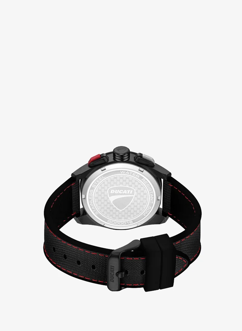 Ducati Black DT012 Black Dial Black Silicone-Nylon Strap Chronograph Watch for Men - 42mm for Men | Best Price UAE