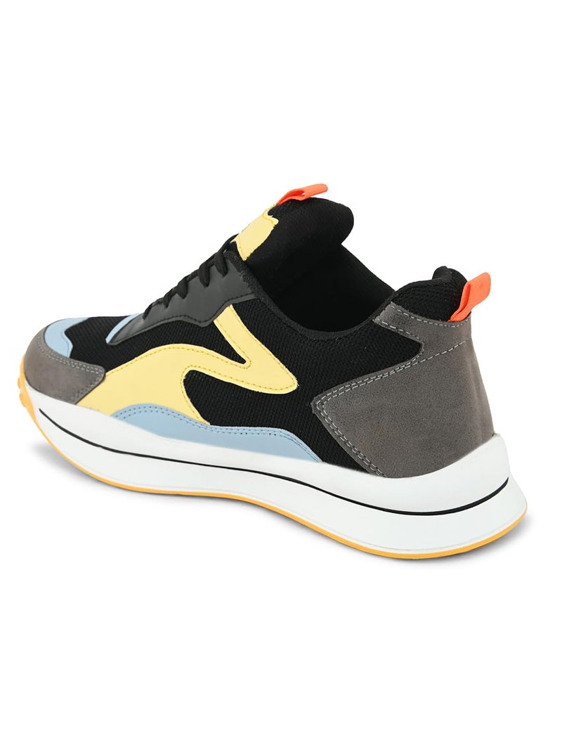 Amico Men Sports Running Shoes Size 6 | Black Yellow Lightweight Shoes | Comfortable Walking Gym Shoes | Stylish Sports Shoes for Men Active Footwear - Image 5