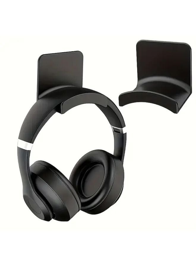 Wall Mounted Headphone Stand Black Durable Plastic Hook Hanging Bracket For Gaming Office - Image 1