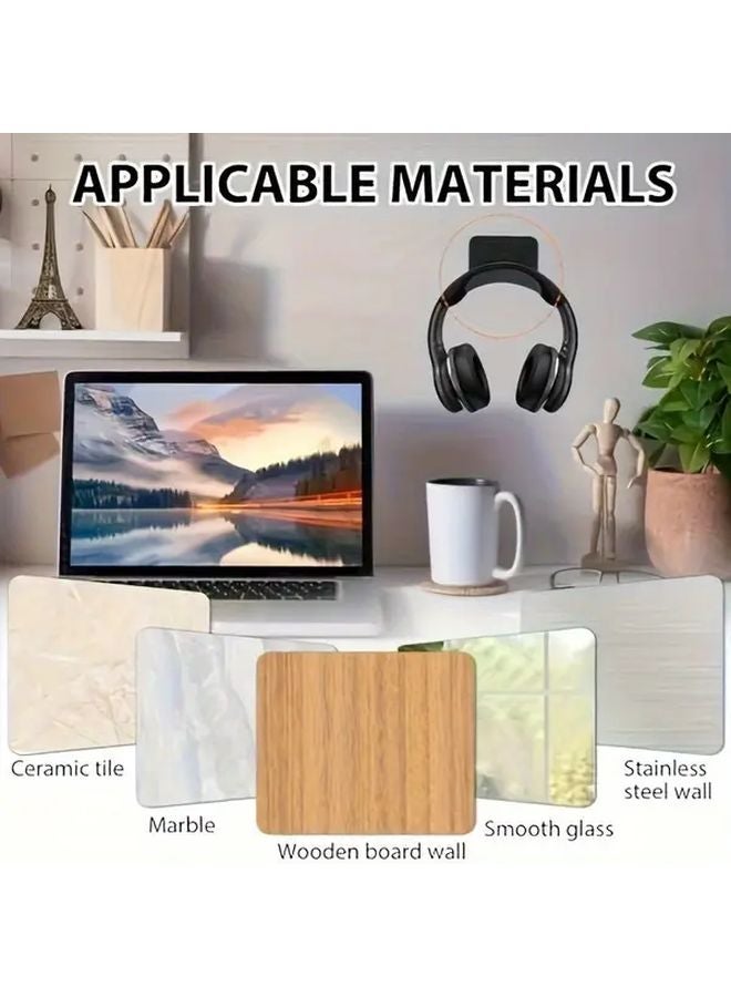 Wall Mounted Headphone Stand Black Durable Plastic Hook Hanging Bracket For Gaming Office - Image 5