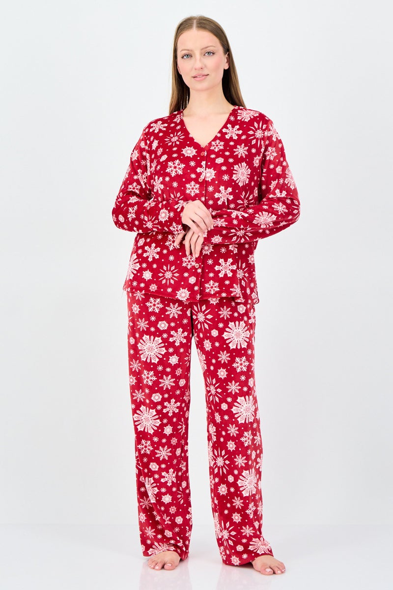 Gloria Vanderbilt Women 2 Pcs Allover Print Long Sleeve Pyjama Set, Multicolor - Image 1
