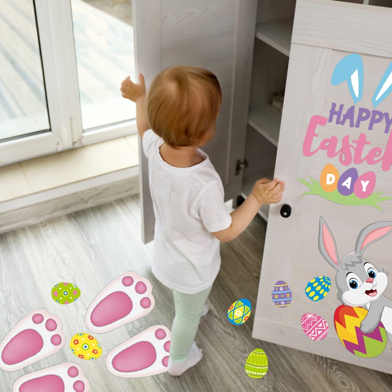 YOTNUS 110 Pcs Easter Bunny Footprint Stickers for Floor, Peel Without Leaving Traces, 14 PCS Rabbit Footprints, for Easter Decoration and Egg Hunting Games - Image 5