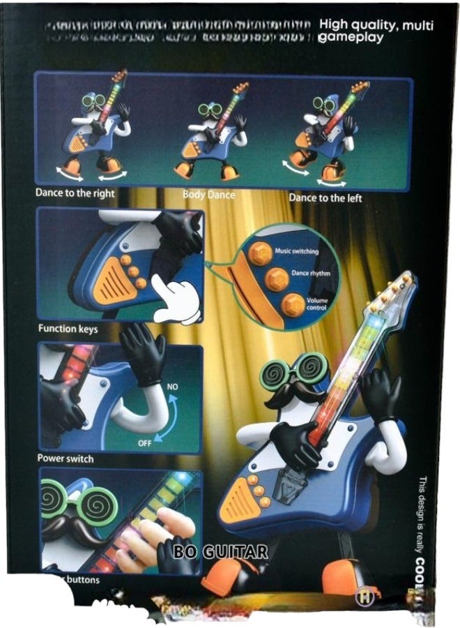 روك لعبة جيتار الرقص المتأرجحة المضيئة، لعبة كرتونية خفيفة موسيقية للأطفال الصغار