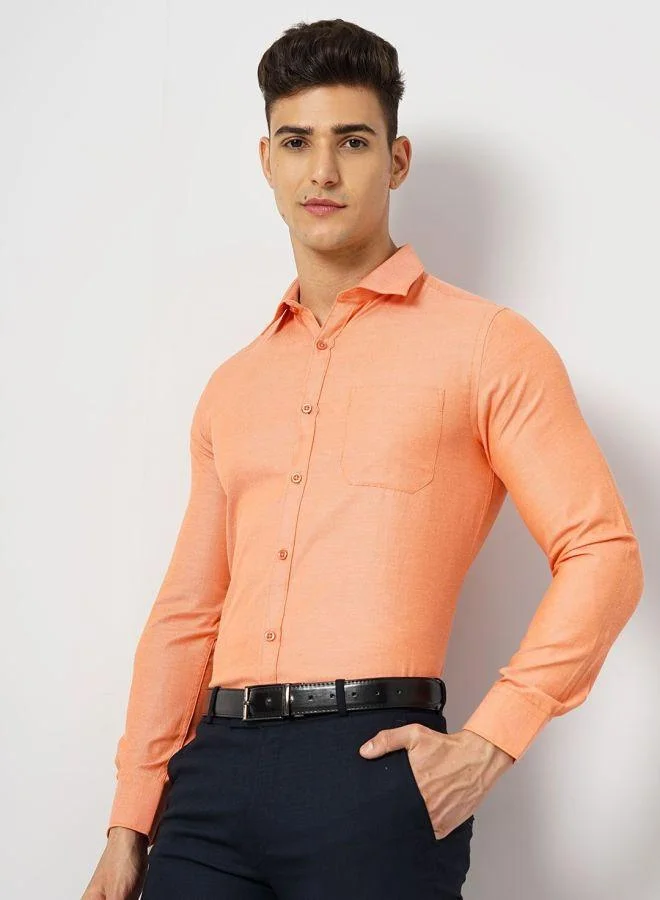 شركة المرآب الهندية Men Slim Fit Solid Full Sleeves Cutaway Collar Formal Shirt