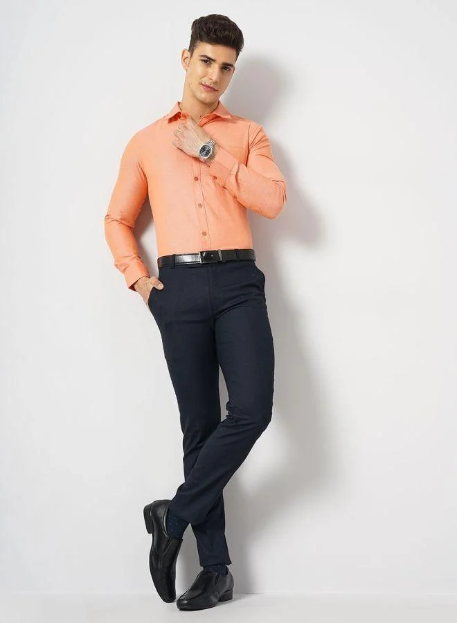 شركة المرآب الهندية Men Slim Fit Solid Full Sleeves Cutaway Collar Formal Shirt