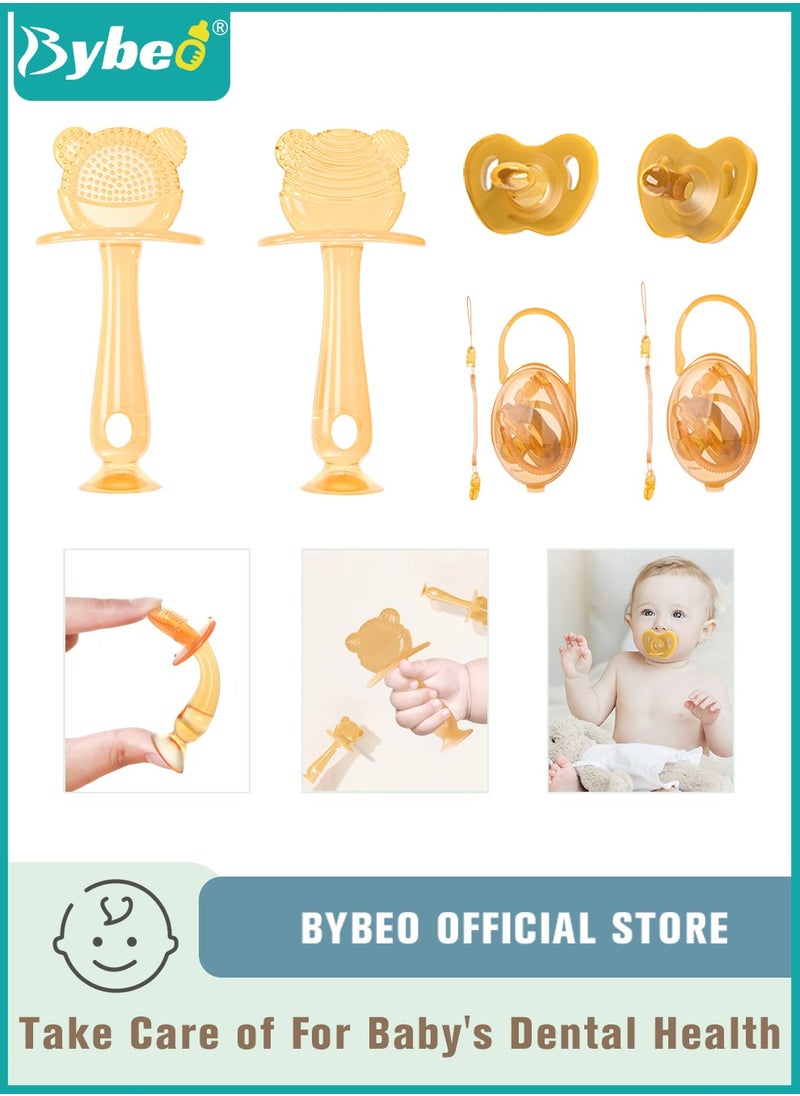 Bybeo 2 Baby Teethers & 2 Infant Silicone Pacifiers With Storage Boxes, Teething Toys Gum Massagers For Babies and Toddlers 0-36 Months  - Image 2