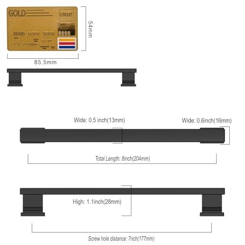Amerdeco 10 Pack Matte Black Cabinet Pulls 7 Inch Hole Centers Kitchen Cabinet Handles Cabinet Hardware Kitchen Handles for Cabinets Cupboard Handles Drawer Pulls ZH00013 - Image 5