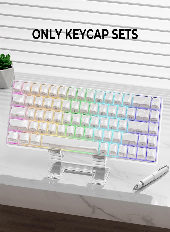 GMKWTL XVX White Keycaps, Crystal Jelly Keyboard Key caps OEM Profile Side Printed Keycap Set Compatible with 61/68/84/87/98/100 ANSI Layout MX Switches Mechanical Keyboard - Image 2