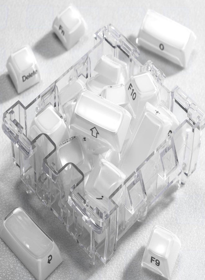 GMKWTL XVX White Keycaps, Crystal Jelly Keyboard Key caps OEM Profile Side Printed Keycap Set Compatible with 61/68/84/87/98/100 ANSI Layout MX Switches Mechanical Keyboard - Image 4