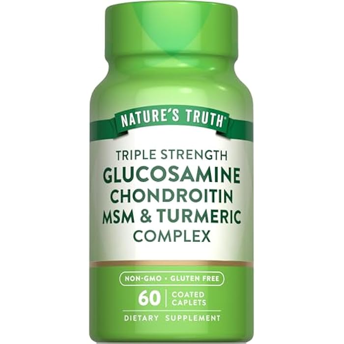Nature's Truth Glucosamine Chondroitin MSM Complex | 60 Caplets | with Turmeric | Triple Strength Formula | Non-GMO and Gluten Free Supplement - Image 1