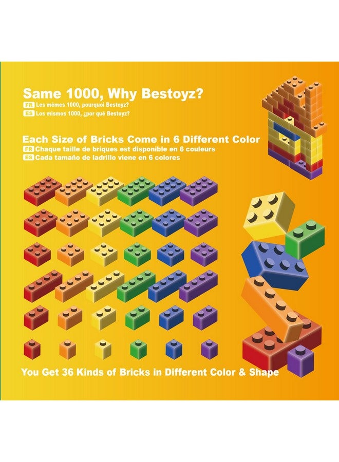 BESTOYZ Bestoyz Building Bricks 1000 Pieces in Rainbow Colors, Classic Generic Building Blocks Toy for Boys & Girls, Educational Building Toys for Classroom, School, Toys for Kids Aged 4+  - Image 4