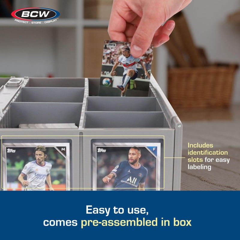 BCW Collectible Card Bin - Single Gray | Storage Box for Trading Cards | Holds 3200 Cards | Includes 4 Card Storage Partitions | Loose Trading Card Storage for Pokemon, MTG, and Sports Cards - Image 4