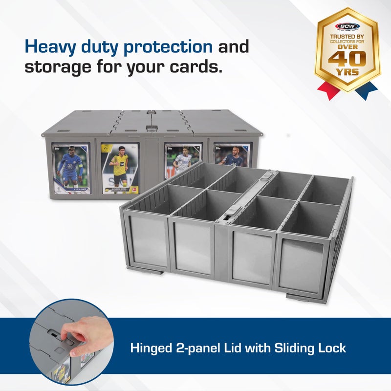 BCW Collectible Card Bin - Single Gray | Storage Box for Trading Cards | Holds 3200 Cards | Includes 4 Card Storage Partitions | Loose Trading Card Storage for Pokemon, MTG, and Sports Cards - Image 2