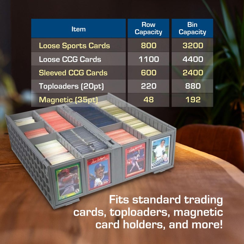 BCW Collectible Card Bin - Single Gray | Storage Box for Trading Cards | Holds 3200 Cards | Includes 4 Card Storage Partitions | Loose Trading Card Storage for Pokemon, MTG, and Sports Cards - Image 5