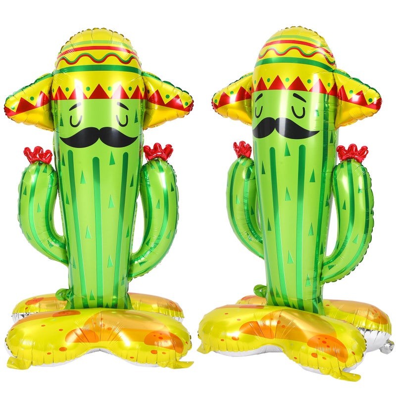 Hungdao 2 Pack Inflatable 50 Cactus Toy Mexican Fiesta Themed Party Decorations Cinco De Mayo Prop Wearing Sombreros Cactus Decor for Mexican Taco Party Hawaiian Themed Party Supplies - Image 3