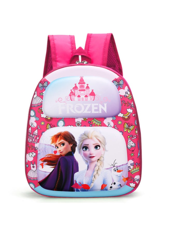 12-inch Children's Hard Shell Bag Cartoon Cute Kindergarten Backpack 2-6 Years Old Boy Girl Baby Small Schoolbag-Color:Rose Red - Image 1