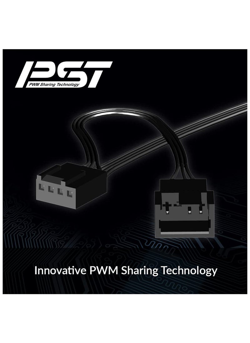 P12 PWM PST CO - PC Fan, 120mm Case Fan, PWM Sharing Technology (PST), Pressure-optimised, Dual Ball Bearing for Continuous Operation, Computer, 200–1800 RPM (0 RPM <5%)