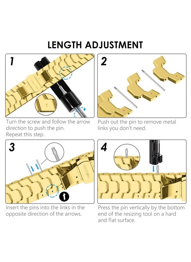 WINGLE - Compatible for Apple Watch Ultra Band 49mm 45mm 44mm 42mm Series 8 Series 7 Men, Metal Band Stainless Steel Strap Wristband for Apple iWatch Series 8 7 SE 6 5 4 3 2 1 Bracelet, Gold - Image 1