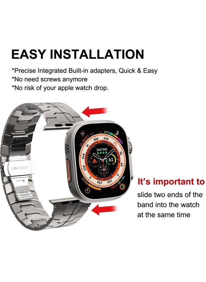 WINGLE - Compatible for Apple Watch Ultra Band 49mm 45mm 44mm 42mm Series 8 Series 7 Men, Metal Band Stainless Steel Strap Wristband for Apple iWatch Series 8 7 SE 6 5 4 3 2 1 Bracelet, Gold - Image 1