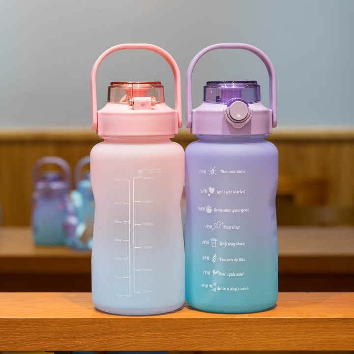 ECAPT Sports Fitness GYM Water Bottle Spirit Motivational Water Gallon with Time Marker Large Capacity 2000ML Leakproof BPA Free Fitness Sports Water Bottle - Image 3