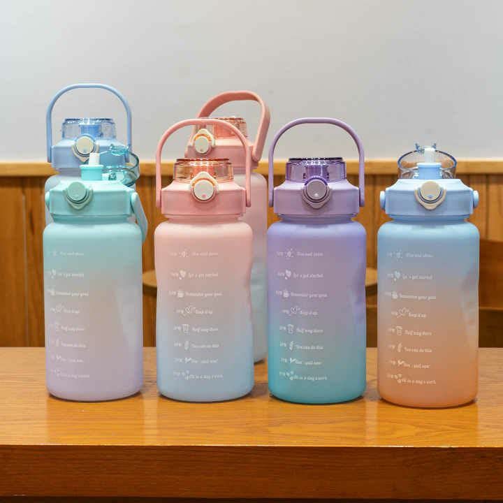 ECAPT Sports Fitness GYM Water Bottle Spirit Motivational Water Gallon with Time Marker Large Capacity 2000ML Leakproof BPA Free Fitness Sports Water Bottle - Image 2