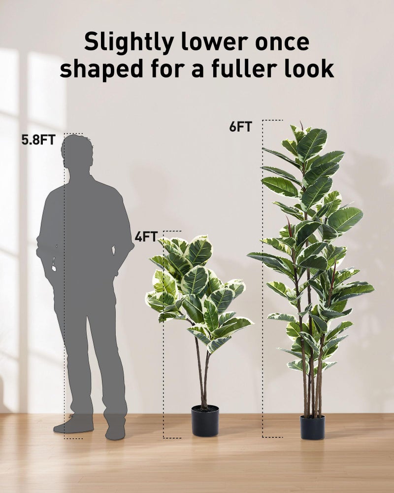 FLOWORLD Artificial Rubber Tree Plant 6ft Tall Faux Ficus Tree Potted Fake Tropical Plants Decorative House Plants Large Floor Artificial Trees for Home Office Decor, Without The Pot - Image 5