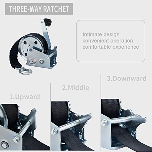 OPENROAD Boat Winch 1500lbs Hand Winch,for boat trailer Towing Winch, With 26ft Black Strap and Brake ratchet - Image 4