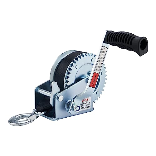 OPENROAD Boat Winch 1500lbs Hand Winch,for boat trailer Towing Winch, With 26ft Black Strap and Brake ratchet - Image 1
