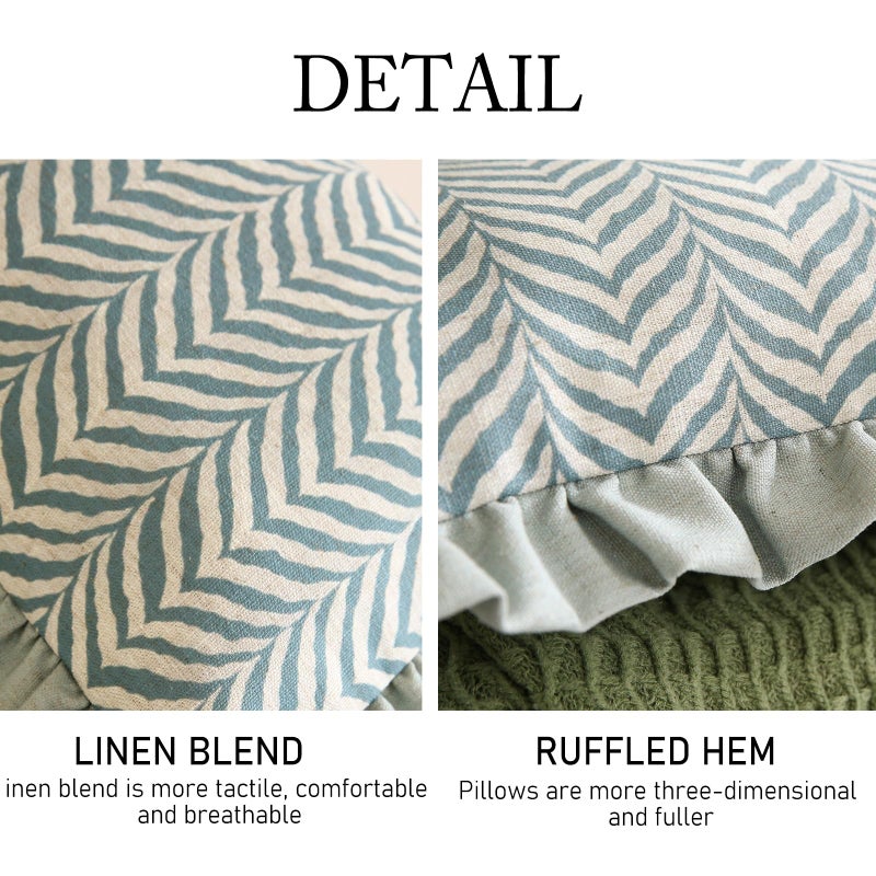 ISAENNE Design Linen Throw Pillow Covers 12"x20", Rectangle Minimalist Cushion Covers with Powder Blue Chevron Leaves Pattern Decoration Pillowcases for Bed,Living Room,Outdoor,Car - Image 4