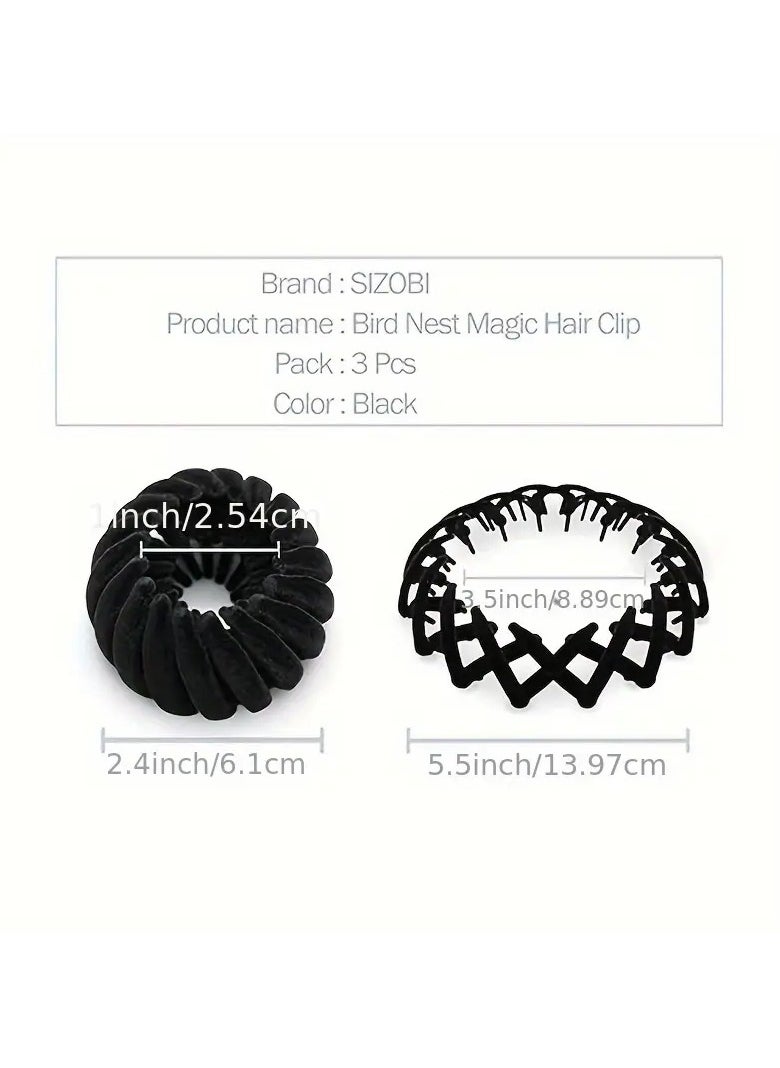 Goolsky 3Pcs Bird Nest Magic Hair Clips, Birds Nest Hair Clips for Women, Birds Nest Hair Clip, Hair Accessories for Women Hair Bun Maker Ponytail Holders for Thick Thin Hair  - Image 2