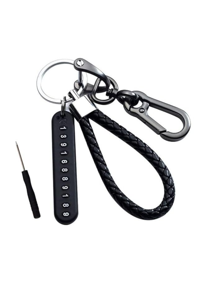 Generic - Car Keychain with Anti-Lost Phone Number Plate | Key Ring Holder Clip for Car Smart Key Fob | Durable, Stylish, and Secure Key Chain for Men and Women - Image 1