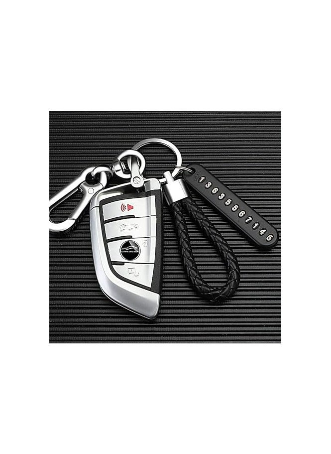 Generic - Car Keychain with Anti-Lost Phone Number Plate | Key Ring Holder Clip for Car Smart Key Fob | Durable, Stylish, and Secure Key Chain for Men and Women - Image 1
