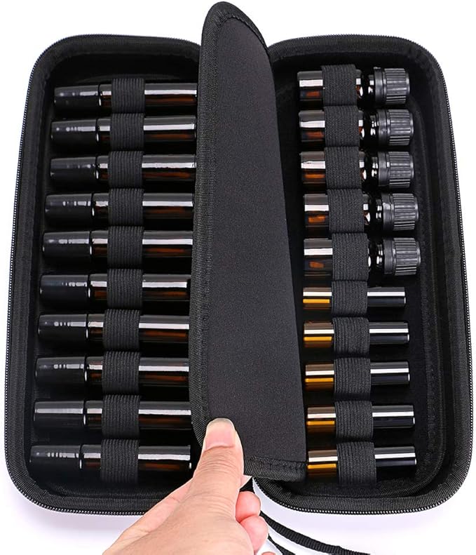BTSKY 20 Bottles EVA Essential Oil Case Can Hold 10ml 10ml Rollers 5ml Durable Waterproof Hard Shell Essential Oils Carrying Bag Nail Polish Storage Organizer BlackEssential Oil not Included - Image 4
