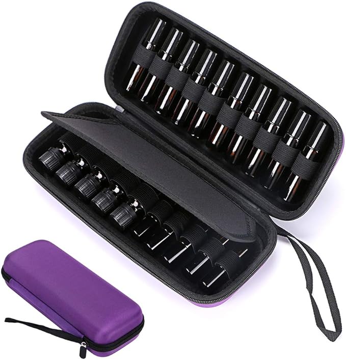BTSKY 20 Bottles EVA Essential Oil Case Can Hold 10ml 10ml Rollers 5ml Durable Waterproof Hard Shell Essential Oils Carrying Bag Nail Polish Storage Organizer BlackEssential Oil not Included - Image 1