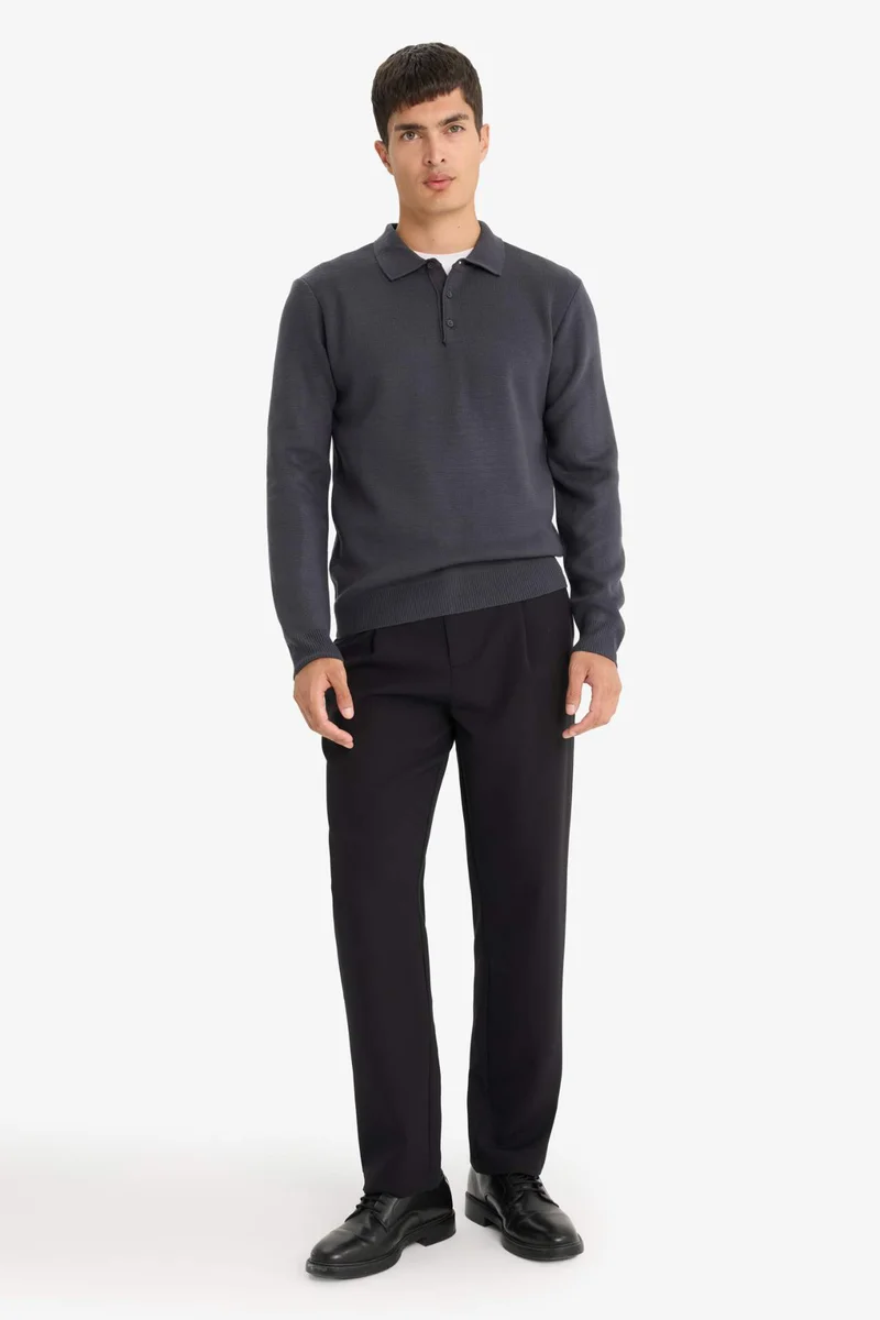 ديفاكتو Standard Fit Polo Collar Knitwear Pullover