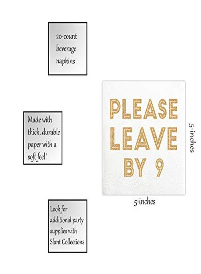 Slant Collections Creative Brands Slant Collections Cocktail/Beverage Paper Napkins, 20-Count, Please Leave By 9 - Image 2