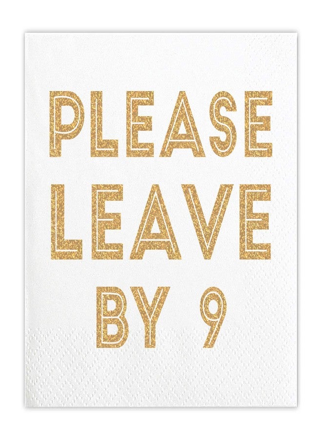 Slant Collections Creative Brands Slant Collections Cocktail/Beverage Paper Napkins, 20-Count, Please Leave By 9 - Image 1