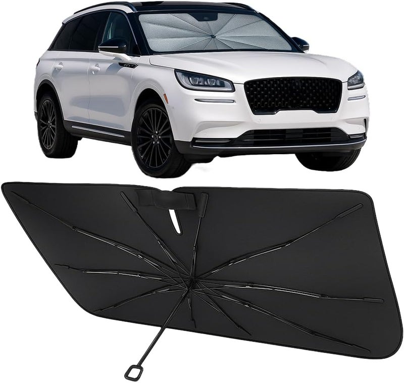 Proadsy Windshield Sun Shade Umbrella for Lincoln Corsair 2020-2025 2026 Foldable Car Umbrella Sunshade with Soft TPU Handle Spring Structure Crystal Cooling Material Protect Car from Rays & Heat - Image 1