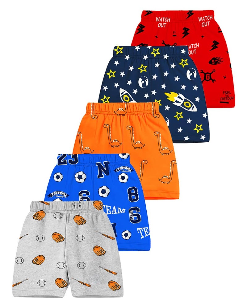 Kuchipoo Boys Regular Fit Cotton Shorts (KUC-SHT-154, Multicolor, 6-7 Years) - Pack of 5 - Image 2