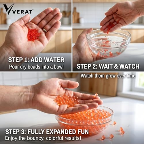 Verat 2 Packet Gel Water Balls/Water Beads/Refill Water Bead/Gel Blaster Ammo/Water Balls for Gun/Gel Balls for Kids/Gel Blaster Balls in Bottle/7-8mm Non-Toxic Water Beads Gel Guns(20000 Red) - Image 4