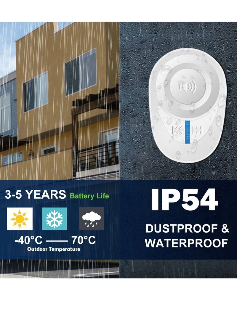 Wireless Doorbell, Waterproof Doorbell Kits - Door Chime at 1000 Ft of Open Range, 48 Melodies, 85dB Alarm Tone, 5 Level Volume and Led Flash for Home, Office, Shop (White) - Image 3
