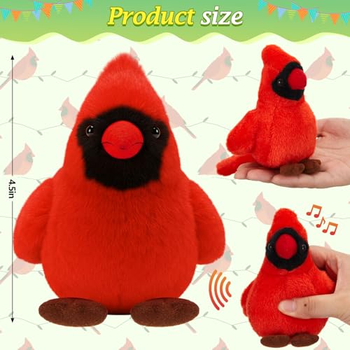PullCrease Cardinal Stuffed Animal with Authentic Bird Sound Stuffed Easter Gift Cardinals Bird Sounds Toy Cardinal Plush Toy for Kids 6 Pcs - Image 5