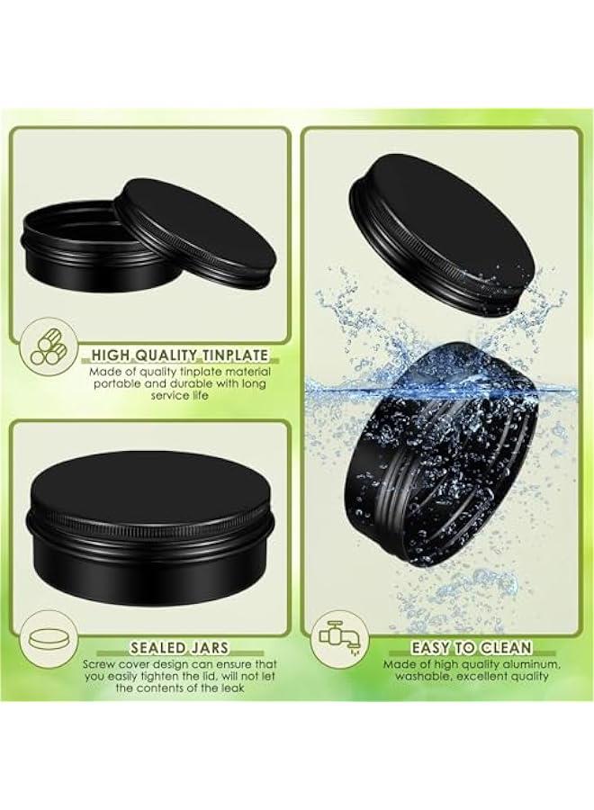 BWSJ 12 Round Lip Balm Tin Cans  Aluminum Cosmetic Storage Containers with Screw Lid  Matte Black Metal Empty Jars for Travel 34 oz - Image 3