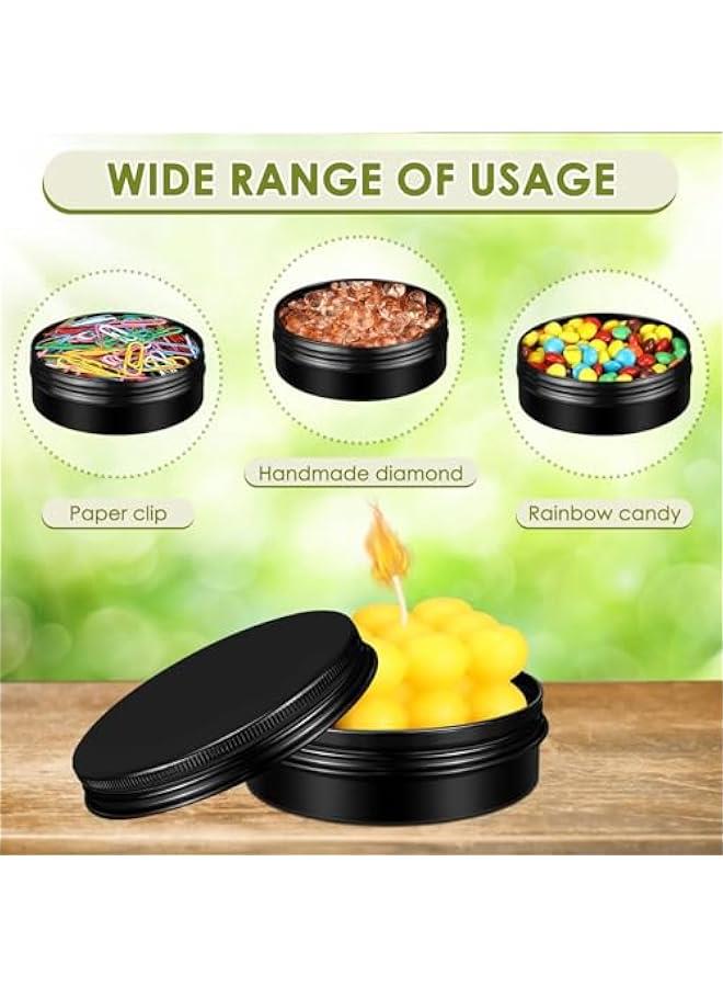 BWSJ 12 Round Lip Balm Tin Cans  Aluminum Cosmetic Storage Containers with Screw Lid  Matte Black Metal Empty Jars for Travel 34 oz - Image 4