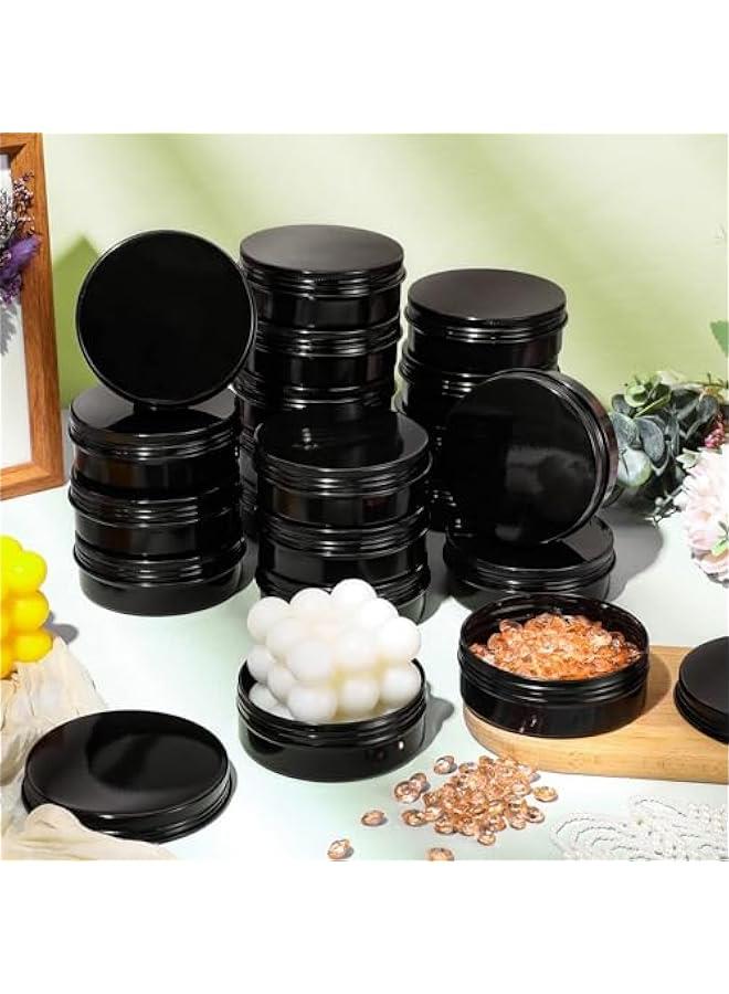 BWSJ 12 Round Lip Balm Tin Cans  Aluminum Cosmetic Storage Containers with Screw Lid  Matte Black Metal Empty Jars for Travel 34 oz - Image 5