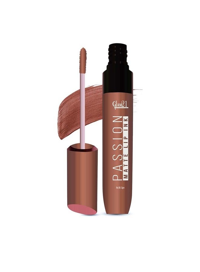 Glam 21 Glam21 Passion Matte Lip Ink | Upto 12-Hour Color Stay | Lightweight & Comfortable | Non-Sticky And Non-Drying - 15 Salty Caramel,6gm - Image 1